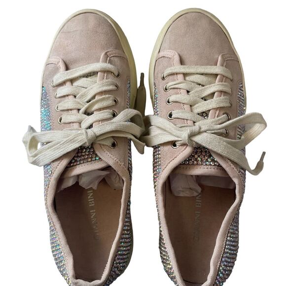Gianni Bini Women's Suede Rhinestone Lace-Up Sneakers Brown Size 8M - Picture 6 of 12